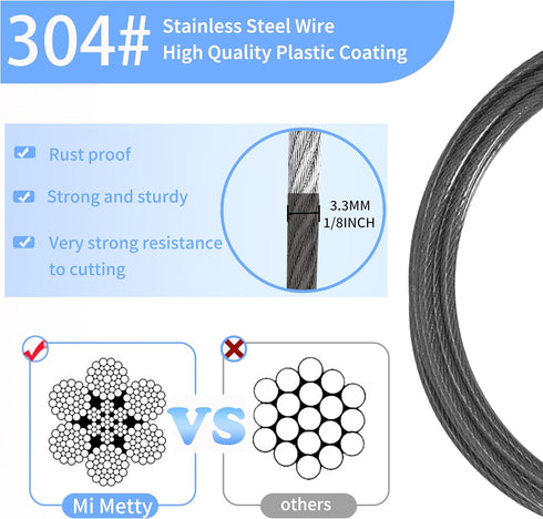 3.3mm (1/8 Inch) Cable-3ft Lock(Balck*2, 3ft-(2Pack) Outdoor Travel Security Luggage Lock Safety Wire Flexible Steel