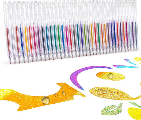 Sparkle Glitter Gel Pens, 1mm Fine Point Metallic Glitter Gel Pen Set for Journaling, Art Projects, Kids Coloring