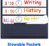 Daily Schedule Pocket Chart with 13+1 Pockets, 18 Dry Eraser Cards, Over Door Mountings for Classroom, Office (Black)