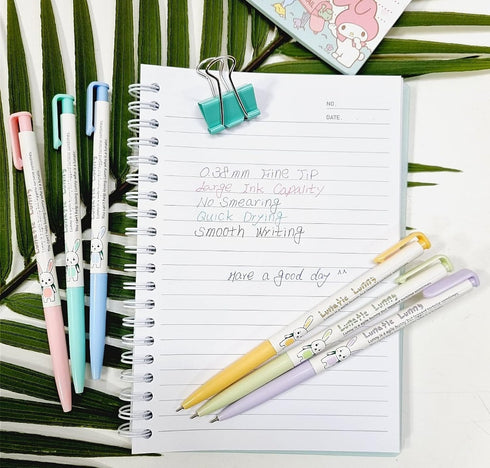 Xeno Cute Slim Ballpoint Pen, 0.38mm, 9 Colorful Assorted Ink, Extra Fine Point Pens with Stickers Memo Pads