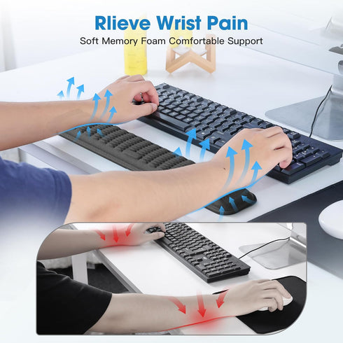 MEKASS Keyboard Wrist Rest, Soft Memory Foam Wrist Support for Keyboard, Keyboard Hand Rest Pad for Wrist Pain Relief