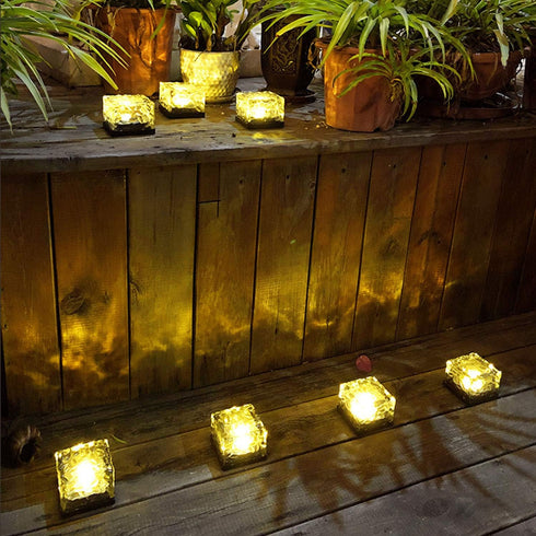 Epicgadget Solar Ice Cube Shaped Light, 2.8x2.8x2 inch Warm White Outdoor Solar Garden Decorative Lights
