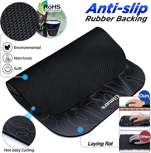 Gimars Large Smooth Superfine Fibre Memory Foam Ergonomic Mouse Pad with Nonslip Base, Free Coaster Included -