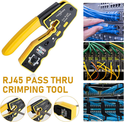 RJ45 Cat5e Cat6 Cat6a 8P8C Plugs,Cat6 20 Connectors,20 Covers,1 Stripper,100 Ties,1 2 Crimp Tool Kit Pass Through