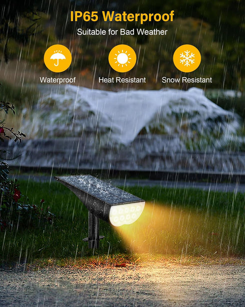 3 2 Pack BAXIA TECHNOLOGY Solar Spotlights Outdoor Waterproof, Lighting Modes Spot Lights, Dusk to Dawn Solar Powered