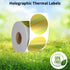 Holographic Thermal Labels Gold 400Pcs/Roll - 2” Round Self Adhesive Thermal Printer Label Stickers for Business Logo
