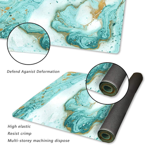 Extended Gaming Mouse Pad XXL ArtSo Large Keyboard Mat Long Mousepad Desk Decor Writing Pad Non Slip Rubber Base Stitched Edges for Work, Game, Office, Home, 35.1 x 15.7 in, Teal Turqoise Marble by ARTSO