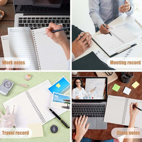 GINMLYDA 6 Pack Small Spiral Notebook A5, 8.25x5.5”, 120 Lined Pages Wide Ruled Bulk Blank Kraft Cover Journal