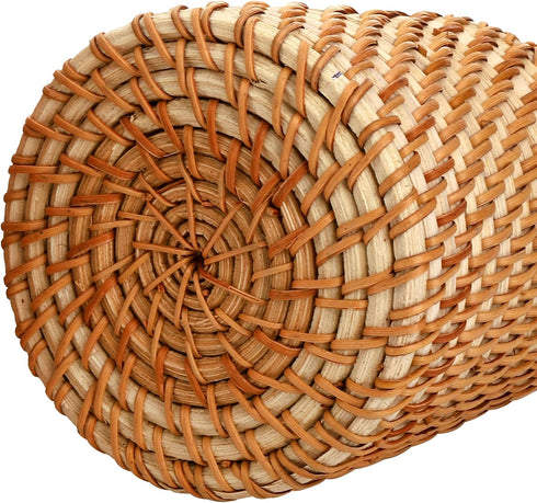 Set 2 Elsjoy of Wicker Pencil Holder, Natural Rattan Pen Cup Woven Makeup Brush Holder, Rustic Utensil Caddy Wicker Pen
