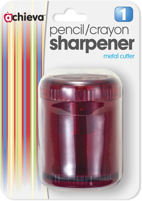 OIC Double Barrel Crayon Sharpener - 8/BX Manual Pencil Sharpener, Translucent Red 8 Count