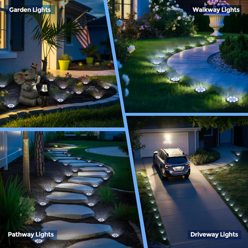 12 Pack SOLPEX Mini Solar Ground Lights, Solar Lights Outdoor Waterproof, Landscape Lighting for Garden Pathway