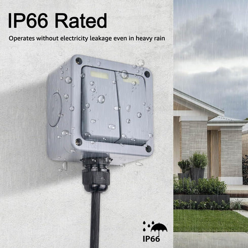 Switch,10A 125VAC 3PK M20x1.5 20mm Diameter,IP66 SuperInk ABS Outdoor Waterproof Dual Light Switch Waterproof,Enclosure