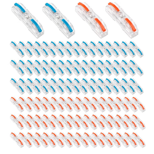 100PCS Inline Wire Connectors, 1 to 1 Electrical Lever Wire Connectors for Quick Wiring 28-12 AWG Reusable