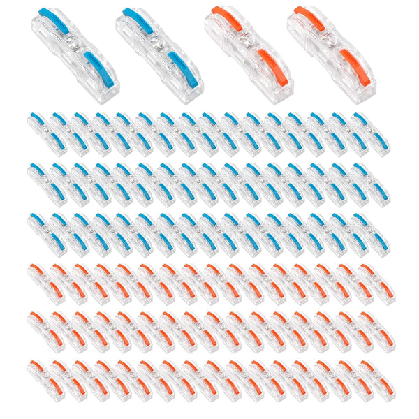 100PCS Inline Wire Connectors, 1 to 1 Electrical Lever Wire Connectors for Quick Wiring 28-12 AWG Reusable