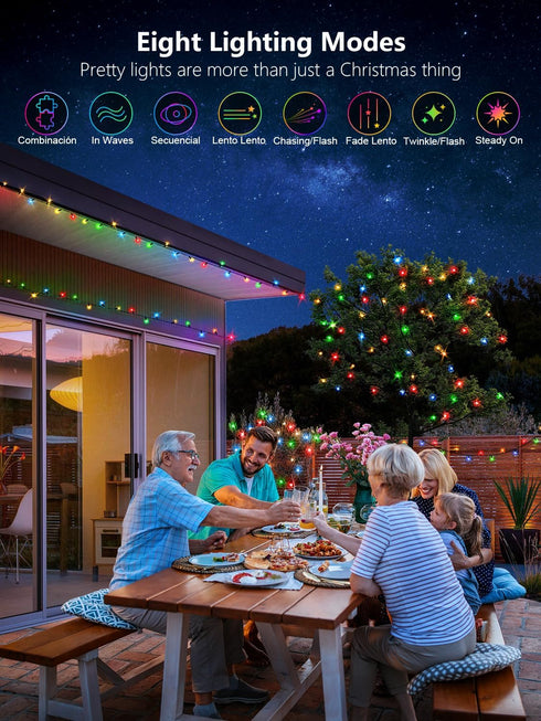 300 100FT 8 LED String Lights Outdoor, Multicolor Christmas Lights for Outside with Remote, Timer Memory Function