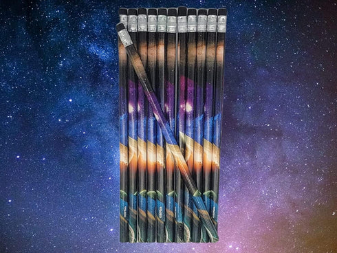 Outer Space Solar System Planets Print #2 Lead Pencils, 7.5" (48 Pieces) Cosmos Galaxy Night Sky