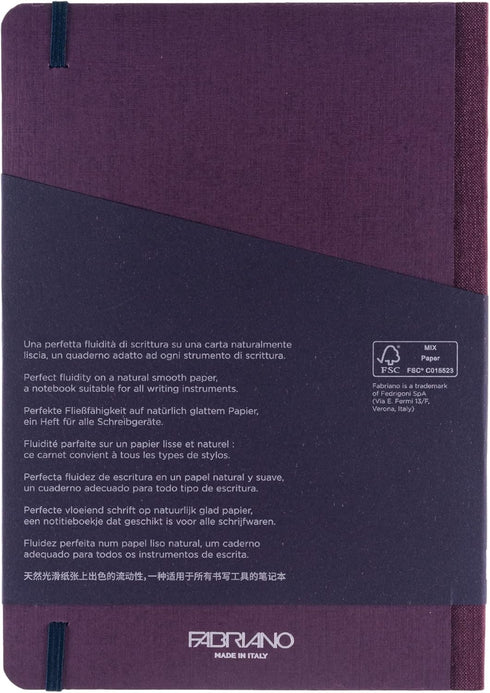 Fabriano Ecoqua Plus Fabric-Bound Notebook, A5, 5.8" x 8.3", Dotted, Wine