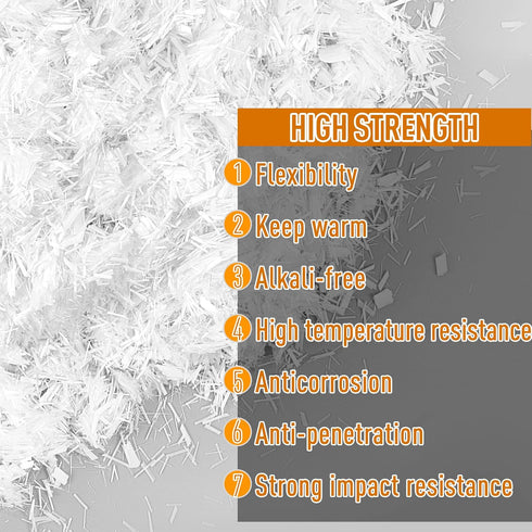 Frienda 8.8 Lb 1/4" Chopped Fiberglass Fibers Strands, E-Glass for Cement Mortar Concrete Reinforcement