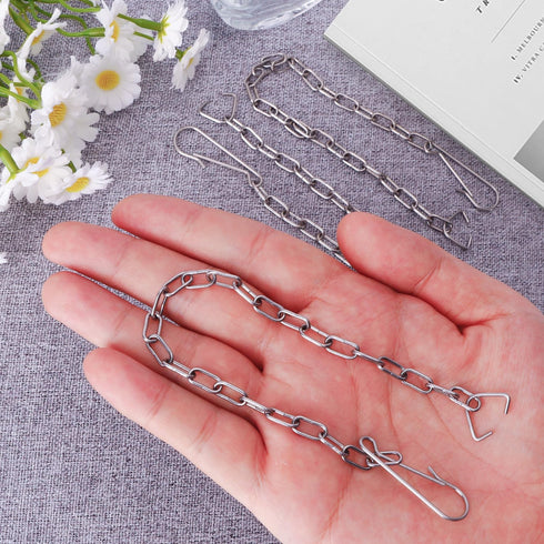 Toilet Chain Replacement Kit: 3Pcs 9.5 Stainless Steel Toilet Flapper Handle Chain with Hook Ring, Silver