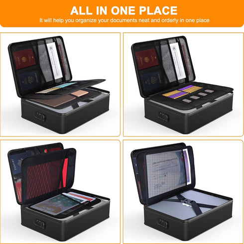 Noiposi Document Organizer, 5200? Heat Insulated Waterproof Fireproof Document Box with Lock, Home Safe for Legal Size