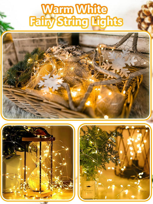 4 Pack 100 33FT 8 LED Fairy Lights Battery Operated with Remote, Waterproof Twinkle Lights with Timer & Modes, Fairy