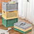 Domiella 2-Pack Stackable Storage Crates - Foldable Plastic Crate for Office Home Kitchen Bedroom Bathroom (Tall, Gray)