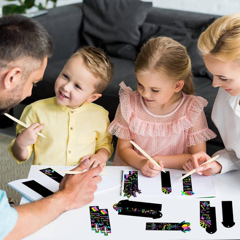 CY2SIDE 60PCS Religious Scratch Bookmarks, DIY Crosses Rainbow Color Paper Cards Craft Kits for Christian Sunday School