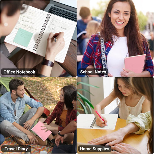 EUSOAR College Ruled Notebooks, 6 Packs, 5.5" x 8.3", 120 Pages, Pink A5 Spiral Notebook, Office Meeting Essentials