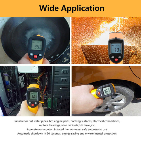 Lafey GM320-50-400 deg Industrial Infrared Thermometer, Handheld Non-Contact Temperature with LCD Display