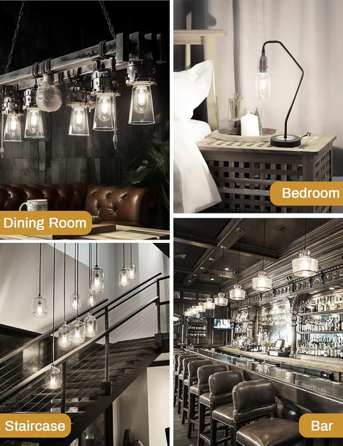 DORESshop 4 Pack LED Edison Bulbs, 4W Antique Filament Bulbs, 40W Equivalent, E26 Base, Daylight 4000K, Non Dimmable