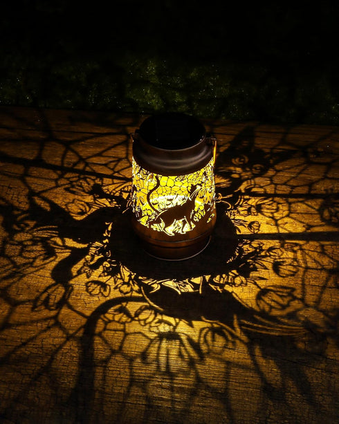 Cat Gifts for Women - Waterproof Outdoor Solar Lanterns Decorative Metal Lights Yard Garden Patio Lawn Balcony Hanging