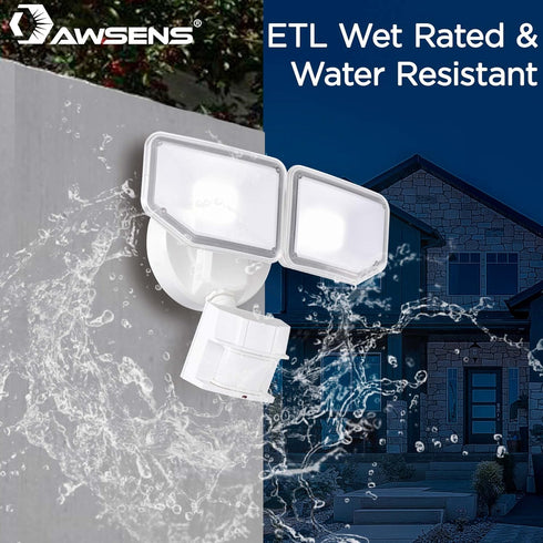40W 180 4000 5000 2 LED Security Lights Motion Sensor Light Outdoor, Degree, LM, K, ETL Water Resistant, Clear Head