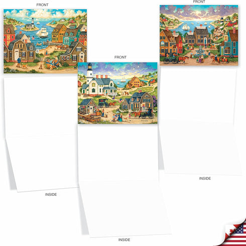 The Best Card Company - 10 Blank Note Cards Boxed (4 x 5.12 Inch) - Architecture, Assorted All Occasion Cards