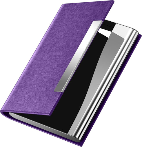 Padike Business Card Holder, Professional PU Leather & Stainless Steel Multi Card Case for Men & Women