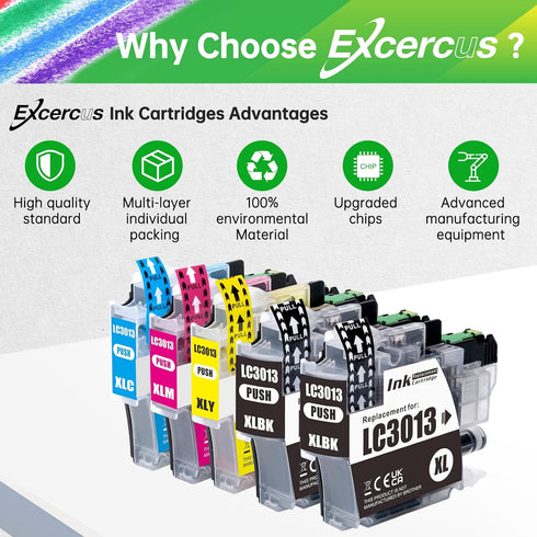 Brother LC3013 LC3011 High Yield Ink Cartridge Replacement 5 Pack (2 Black, 1 Cyan, 1 Magenta, 1 Yellow)