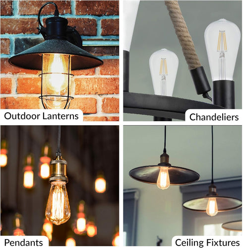ST21 (ST64) Bulbs (6 Pack) 6W Dimmable 60W E26 2700K Simba Lighting LED Edison Vintage Filament Light Equivalent Clear