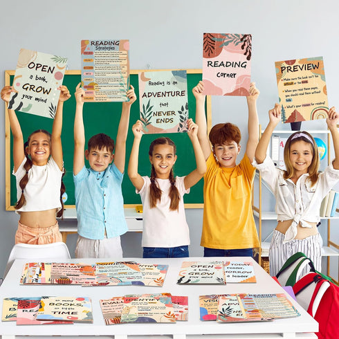 Reading Posters, Reading Strategies Bulletin Board Decoration for Elementary Middle School Library Classroom