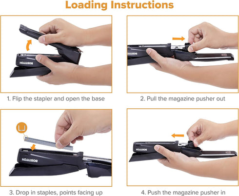 Bostitch Office Black Executive Stapler (INP20-BLK), 20 Sheet Capacity, One Finger Stapling, 210 Staples, Integrated