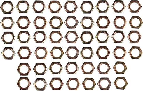 Creative Hobbies ELY233 Steel Hex Lock Nut Fasteners, Yellow Zinc Coated, Fits 1/8IP Lamp Pipe (Pack of 50)