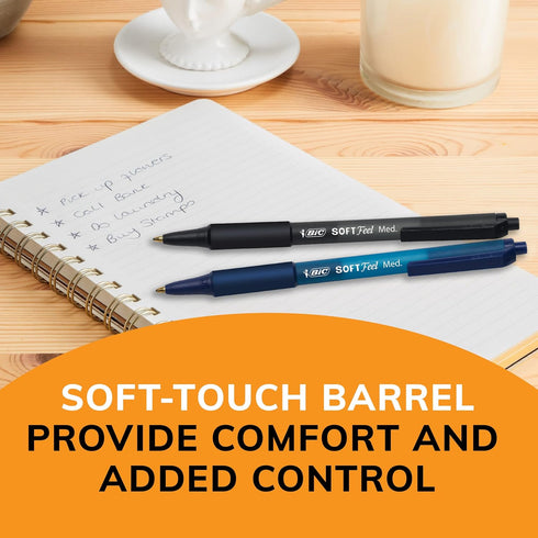 BIC Soft Feel Black Retractable Ballpoint Pens, Medium Point (1.0mm), 36-Count Pack with Comfort Grip