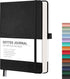 RETTACY A5 Bullet Dotted Journal, 256 Pages, 120 GSM Premium Acid-Free Paper, Leather Hardcover, Black
