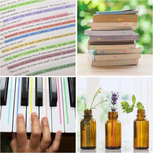HAUTOCO 960PCS Highlighter Tape, 6 Sheets Long Sticky Notes Tabs, Transparent Index Flags for Aesthetic Office School