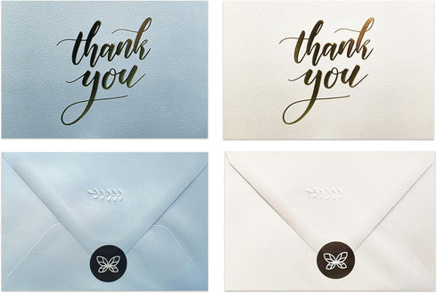Papierville Thank You Cards with Envelopes 50 Pack 25 Dusty Blue & 25