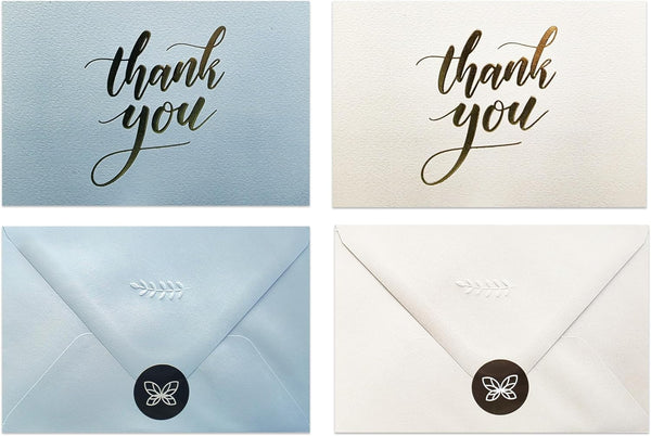 Papierville Thank You Cards with Envelopes 50 Pack 25 Dusty Blue & 25