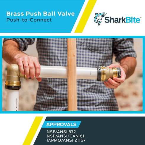 1-1/4 1-1/4 Inch UXLBV35 SharkBite x Ball Valve, Push To Connect Brass Water Shut-Off Plumbing Fitting