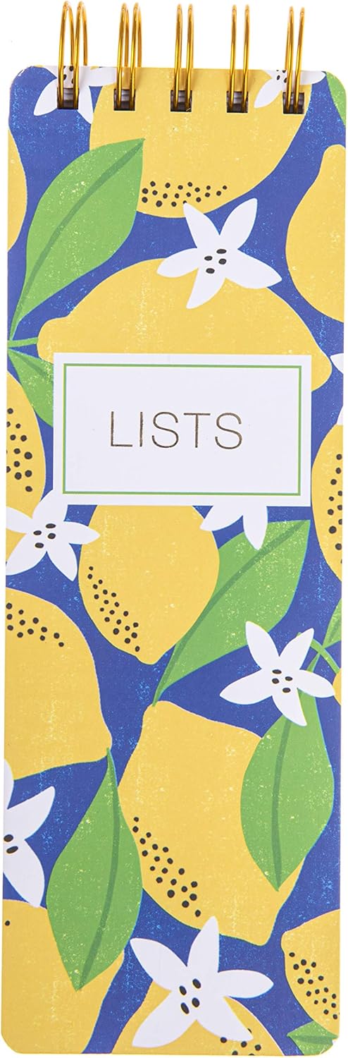Graphique Reporter Journal, Lemon Design, Gold Foil Portable Notebook, 150 Lined Sheets, 3" x 8.75"