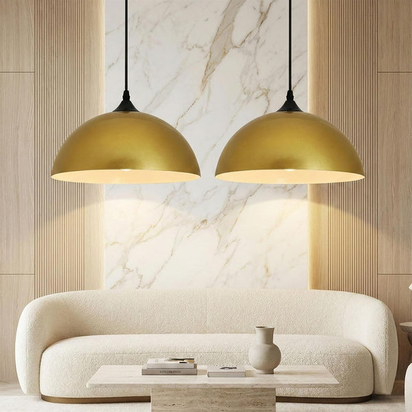 Tomshine 2-Pack Gold Pendant Lights Kitchen Island, 11.8" Brushed Brass Dome Hanging