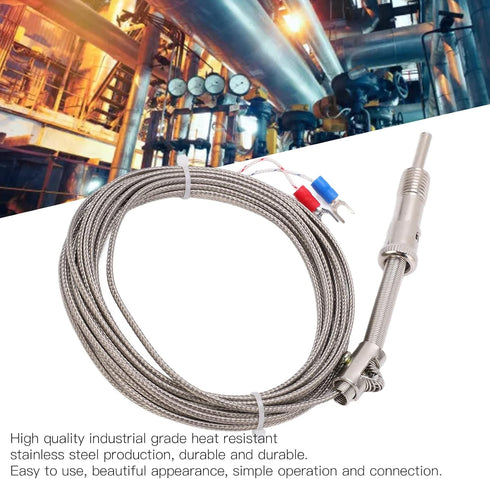 K Type Thermocouple Probe, Shielded Wire Probe for Industrial Temperature Sensing (5m)