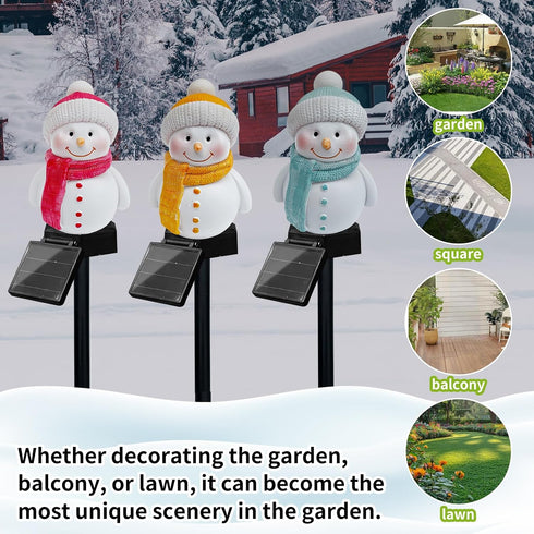 2Pcs Solar Snowman Lights Decorations Outdoor Snowman Stanta Ornament Landscape Pathway for Patio Yard Garden Lawn