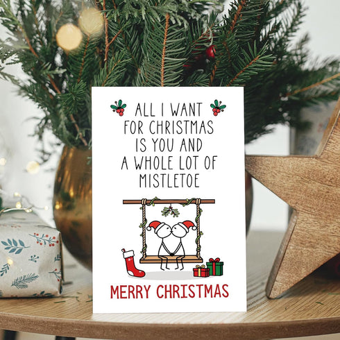 Chenive Sweet Christmas Card for Men Women, Funny Christmas Card for Boyfriend Girlfriend, Xmas Holiday Cards Gifts